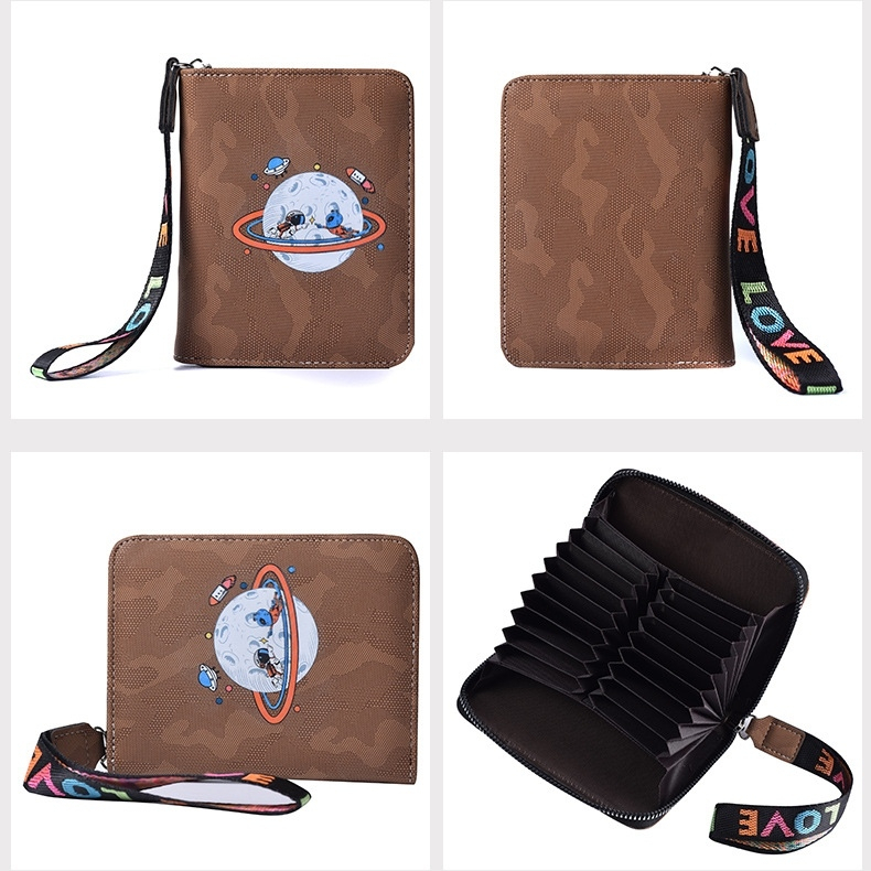 DOMPET KARTU WANITA CARD HOLDER CEWEK KEKINIAN IMPORT KARAKTER TALI PENDEK KULIT SLIMS WA674B7 COKLAT MINI RESLETING UANG KOIN KECIL KOREA PENDEK BRANDED REMAJA SIMPLE LUCU BATAM ORI PREMIUM