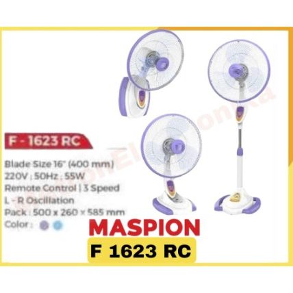 MASPION F 1623 RC KIPAS ANGIN / STAND FAN / DESK FAN / WALL FAN 16 INC