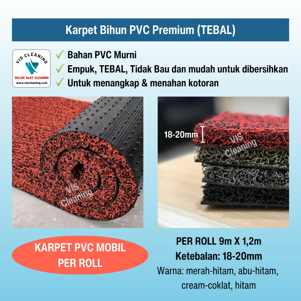 Karpet Keset Mobil Bihun Mie PVC Premium (TEBAL) (Per Roll 9m x 1,2m)