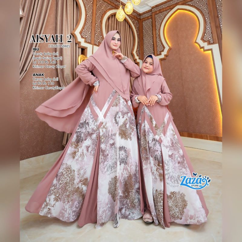 RESTOK SETELAN GAMIS SYAR'I IBU ANAK JUMBO BABYDOLL LD 110/8 9 10 11 TAHUN/GAMIS SYARI MOTIF/BAJU CO
