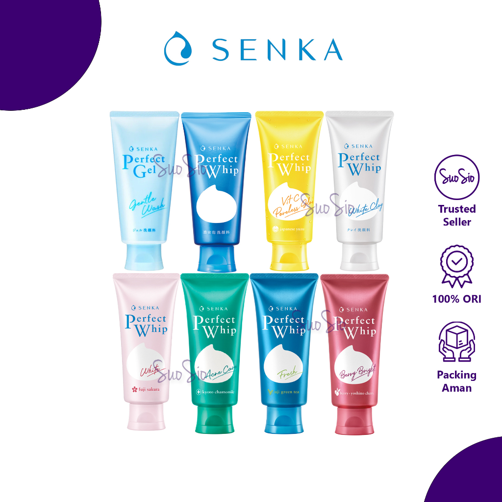 [BPOM] Senka Perfect Whip Fresh Vibrant White Clay Acne Care Collagen Gel Berry Speedy Clear Water