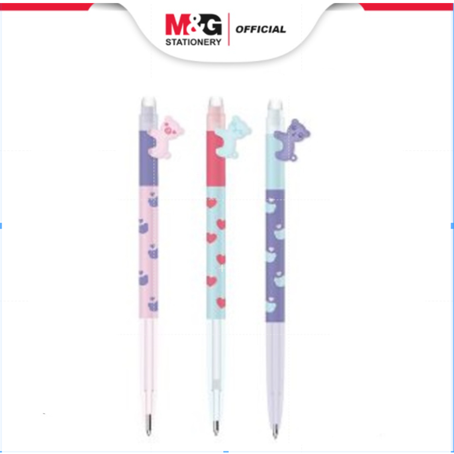 

M&G "ADORABLE PET" Retractable Erasable Gel Pen 0.4mm Super cool BEAR shape clip Crystal Blue Ink