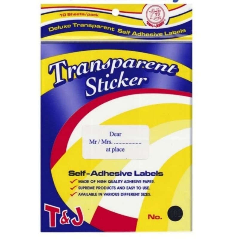 

Label Tom & Jerry TJ Transparant, T&J Transparent Sticker no. 101