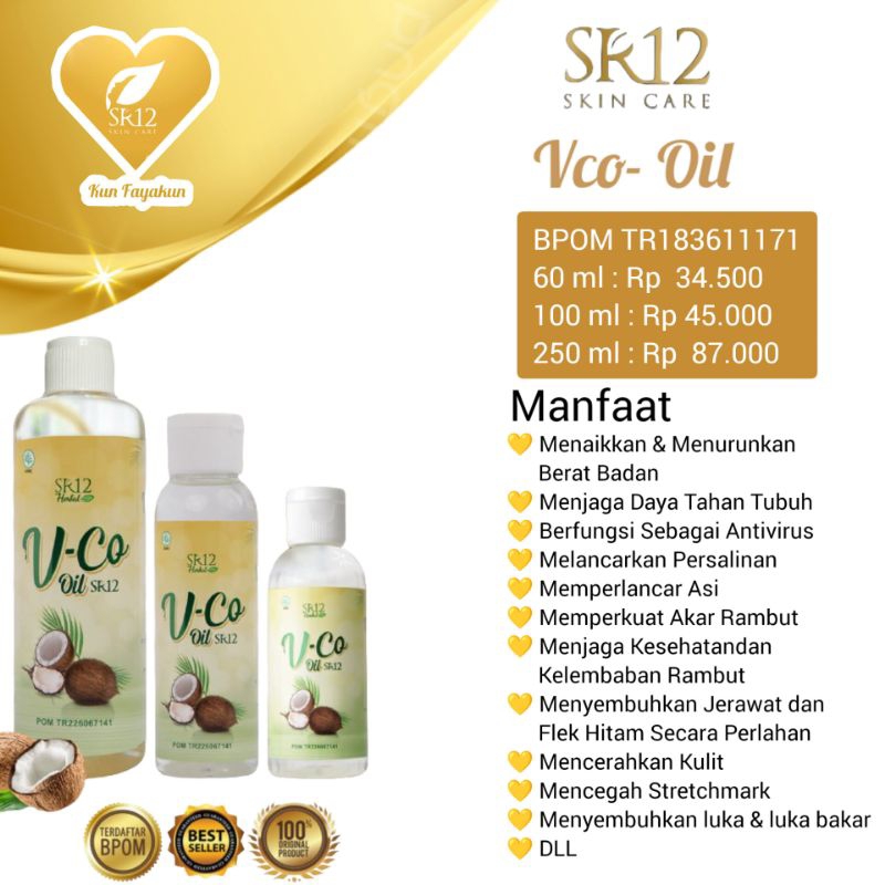 

VCO SR12 / Minyak kelapa murni