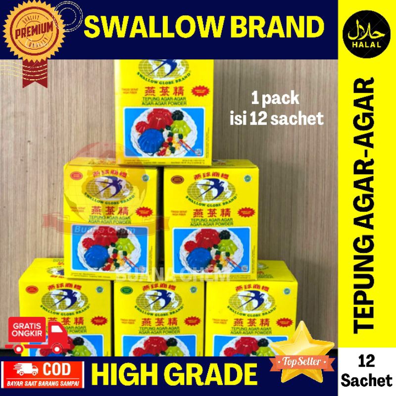 

Agar Agar Swallow Sun Powder dus isi 12 x 7gr / Tepung Swalow Serbuk Jelly Jeli