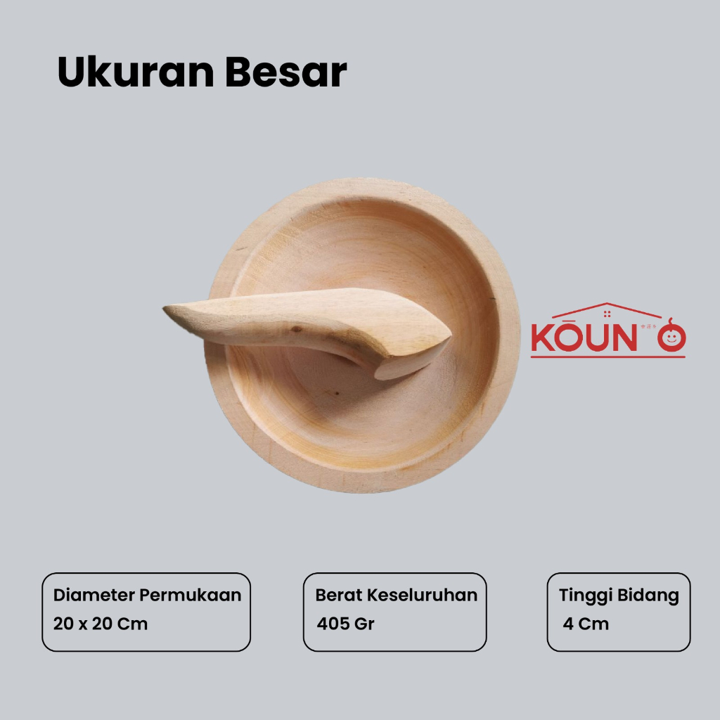 Ulekan Kayu Cobek Kayu Mahony Premium Alat Tumbukan Bahan Makanan