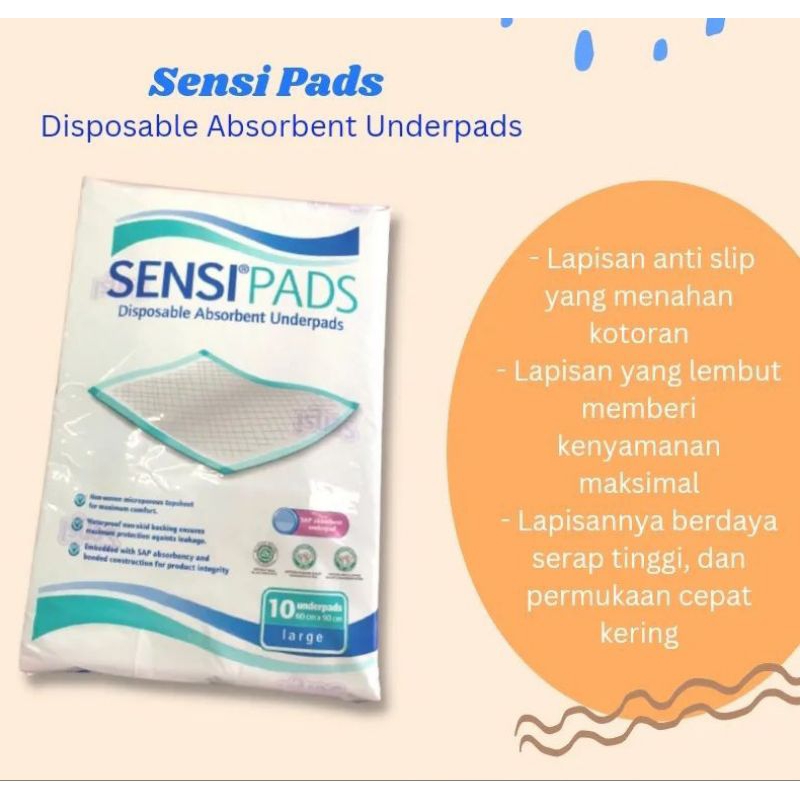 SENSIPADS per PACK isi 10 Underpad Premium Popok Perlak Sensi