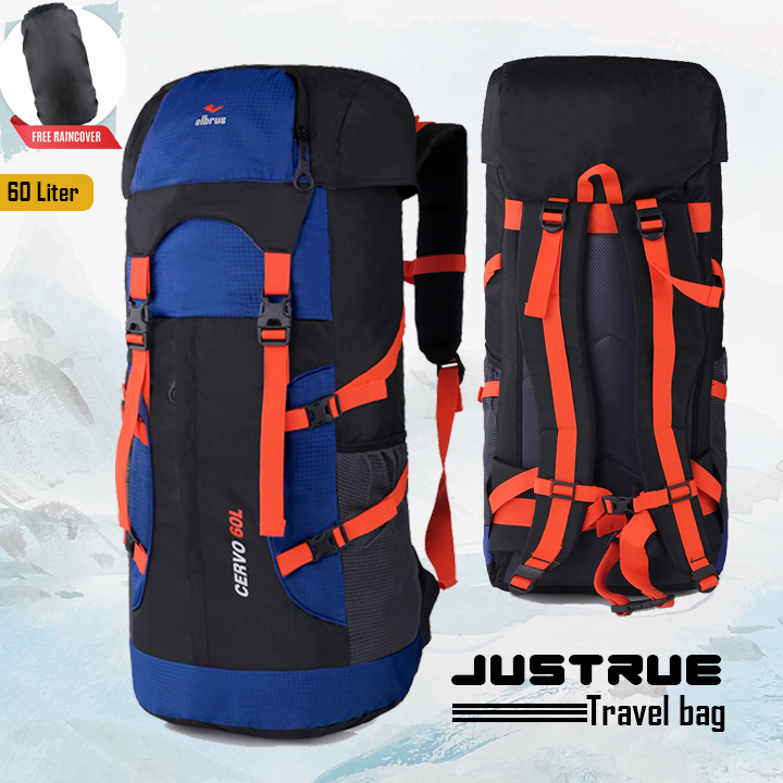 Justrue Cervo Tas Gunung 60 Liter Ransel Camping Hiking 60L Biru