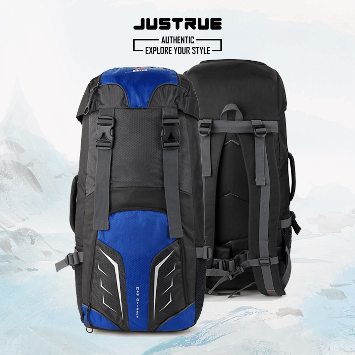 Justrue Tas Gunung Carrier 60 Liter Ransel Pendaki 60L Biru 307