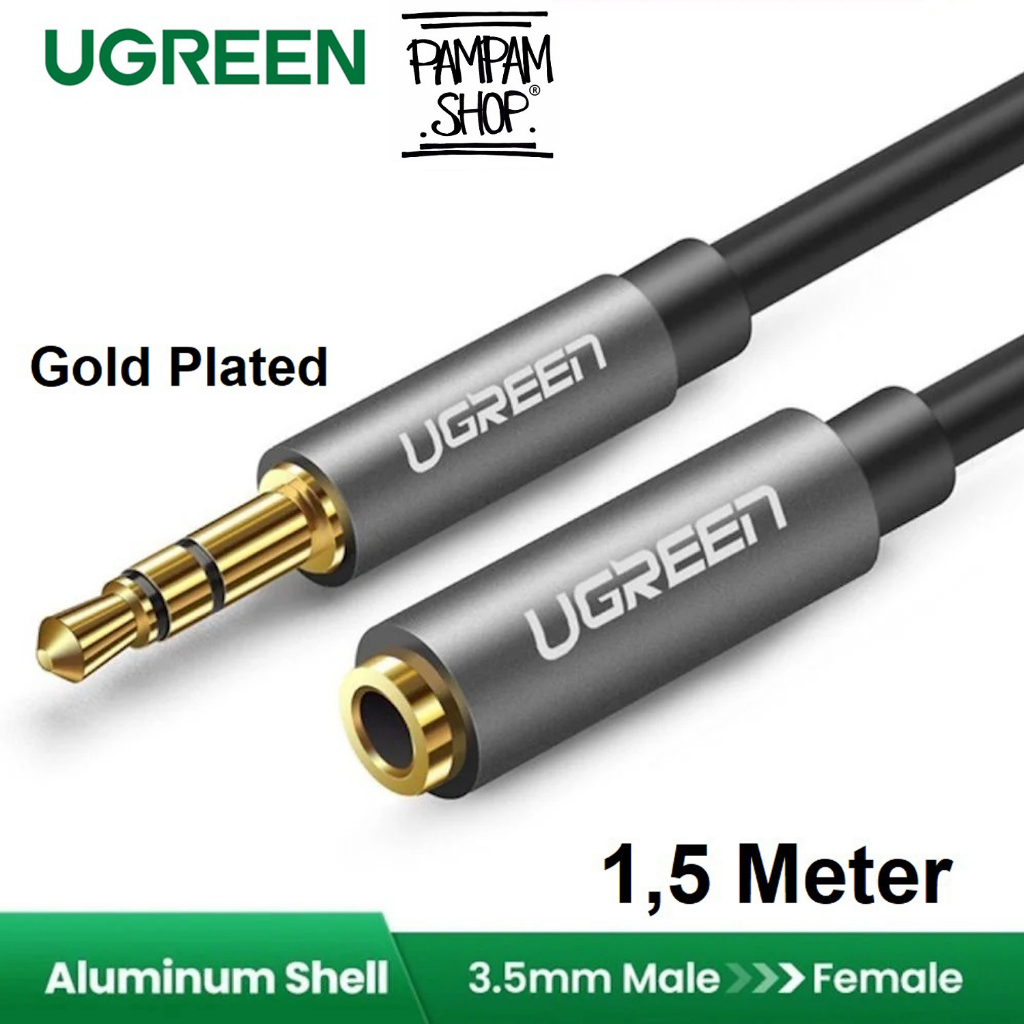 UGREEN ORIGINAL Kabel Audio Extension 3.5mm Male to Female 1.5M 1.5 Meter AUX Jack TRS Adaptor Adapter 3.5 mm Ori
