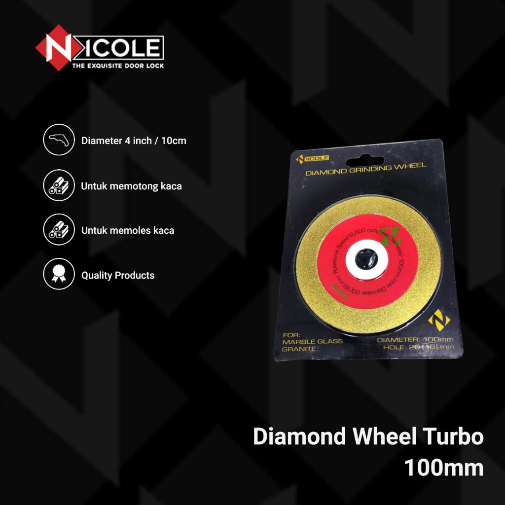 Diamond Wheel / Mata Pisau Potong Keramik dan Kaca 100mm Nicole