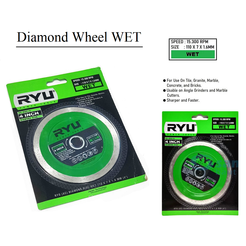 Ryu Single Layer / Pisau Gergaji Potong Mata Gergaji 4 inch Mata Pisau Keramik Diamond Wheel Wet 4&quot;