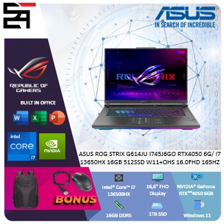 Asus Rog Strix G614JU I745J6GO RTX4050 6G/ I7 13650HX 16GB 512SSD W11+OHS 16.0FHD 165HZ 4ZRGB 2YR+1YR