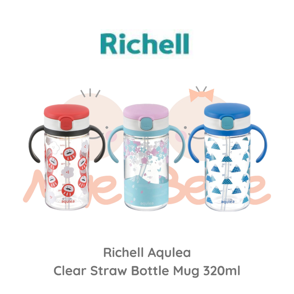 Richell Aqulea Clear Straw Bottle Mug Botol Minum Anak 320ml
