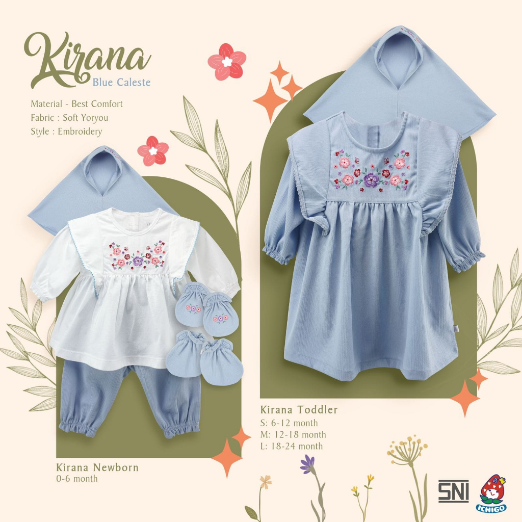 ICHIGO MURAH TUNIK  / SETELAN KIRANA DRESS BAYI ANAK PEREMPUAN FASHION MUSLIM RAMADHAN