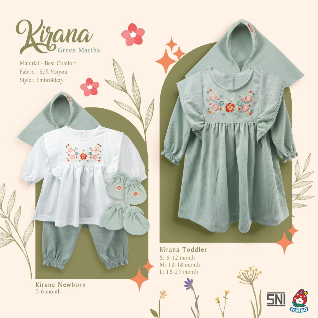 ICHIGO MURAH TUNIK  / SETELAN KIRANA DRESS BAYI ANAK PEREMPUAN FASHION MUSLIM RAMADHAN