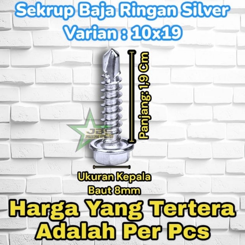 SKRUP/SEKRUP BAJA RINGAN 10x19, 10x16 - BAUT ROOFING SEKRUP (HARGA 50 PCS)