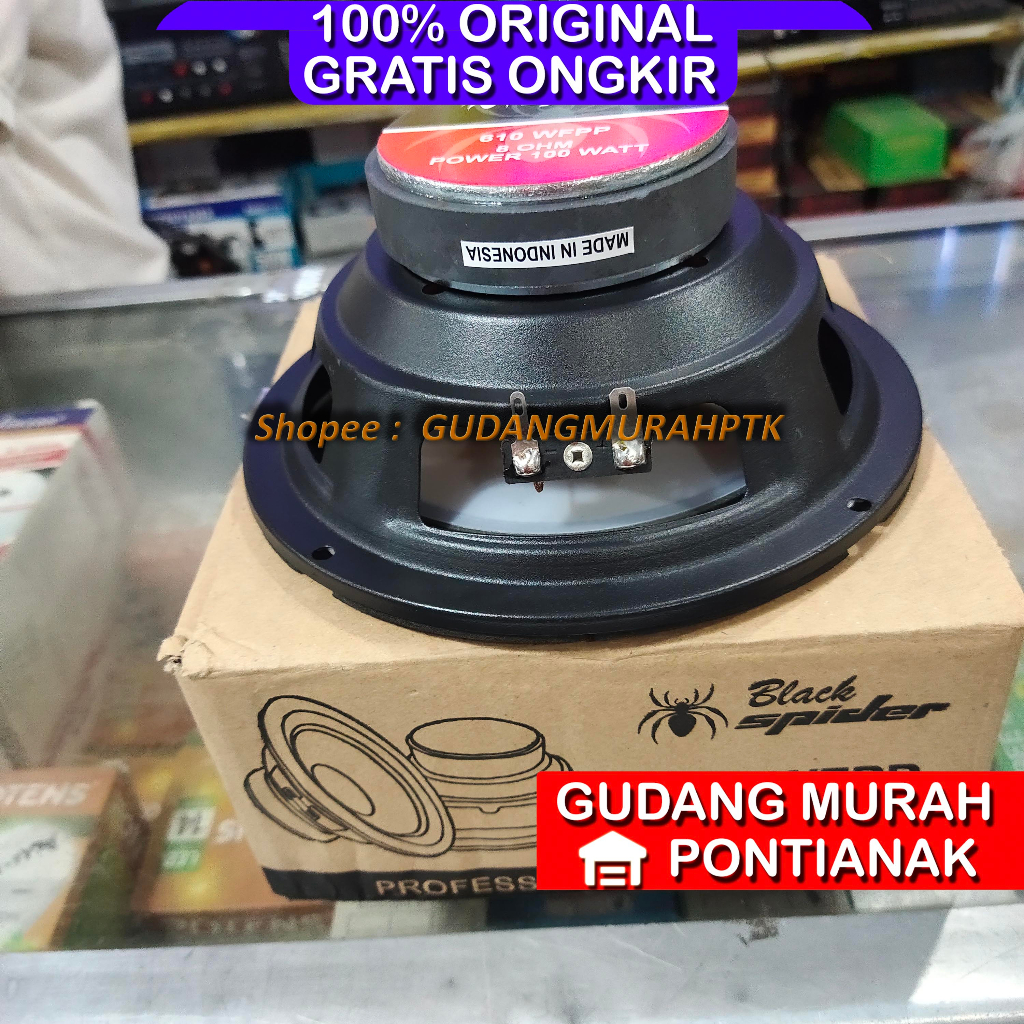 Speaker Blackspider 6&quot; 100 Watt 610 WFPP Black Spider 610WFPP Ori 6 Inch 100W 100watt Woofer Bass Kualitas ATAS