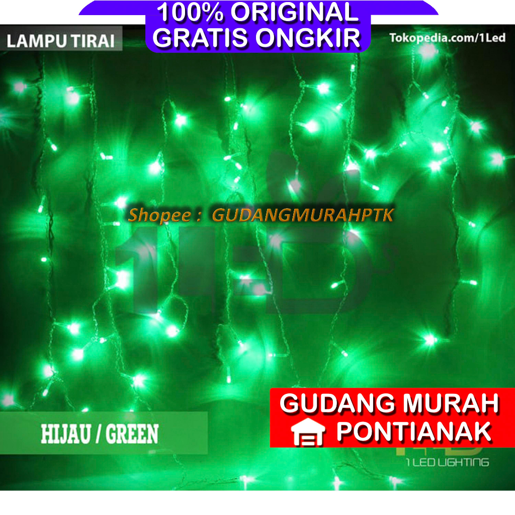 Lampu Tirai Hias Tumblr 4.5M 4,5M 4,5 Meter Warna Warni Warm White Putih HIJau Pink Ungu Merah Biru Tahun baru Natal idull fitri ulang tahun atau acara lain