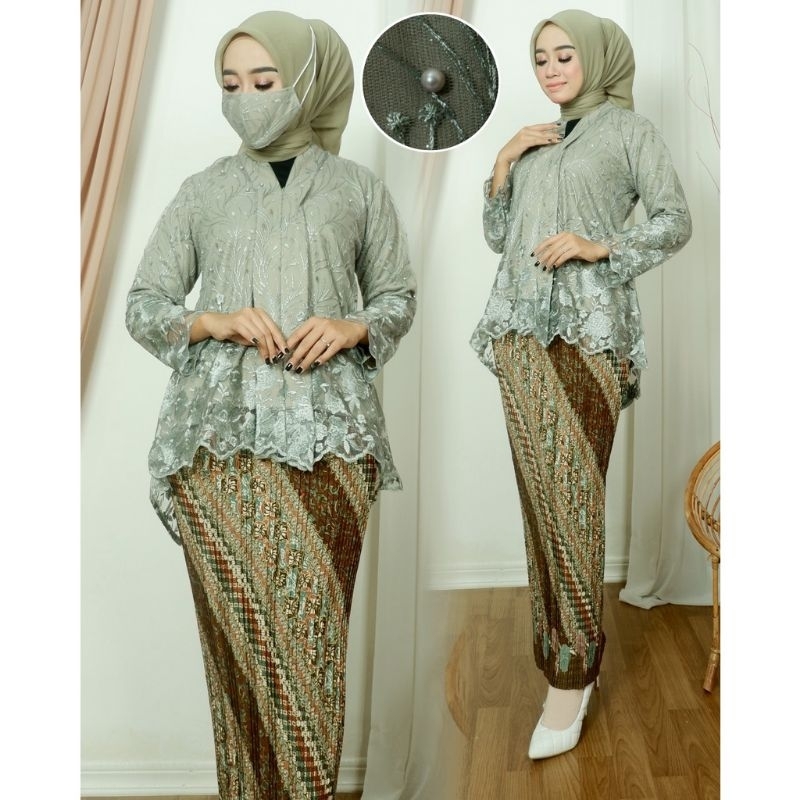 Melia Kebaya - Setelan Kebaya Floy Tunik Tulle / Kebaya Busui Modern / Kebaya Kartini / Kebaya Wisuda