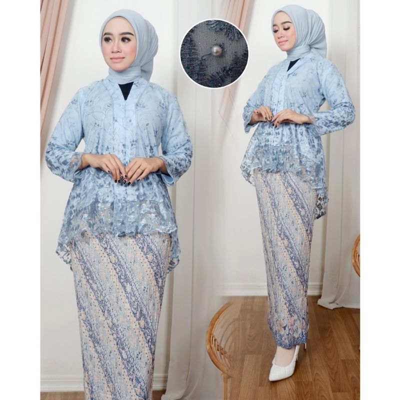 Melia Kebaya - Setelan Kebaya Floy Tunik Tulle / Kebaya Busui Modern / Kebaya Kartini / Kebaya Wisuda