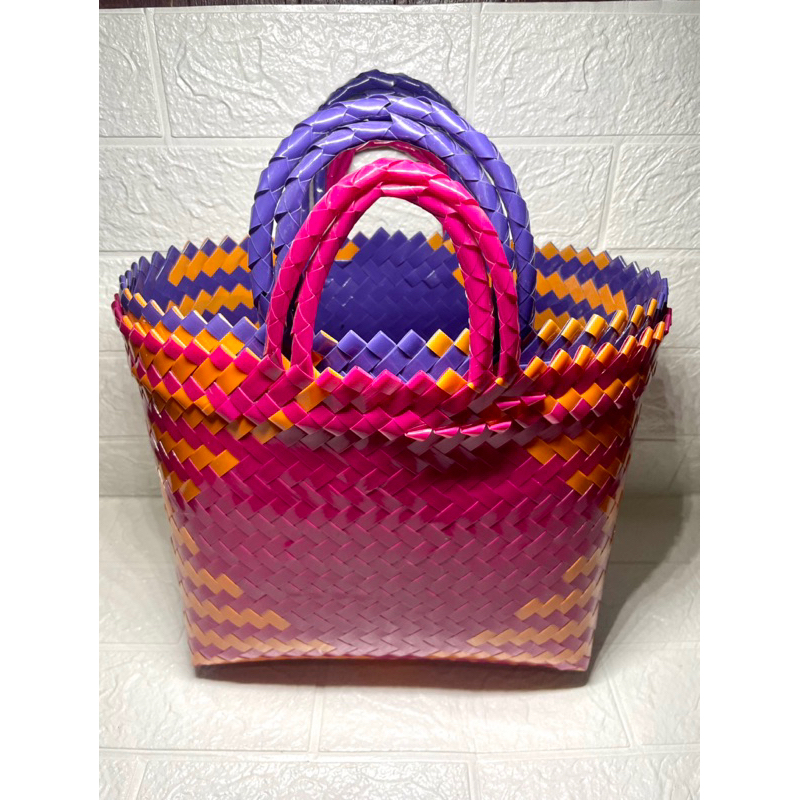 Keranjang Belanja Keranjang Anyaman Plastik Tas Anyaman Belanja - Sedang