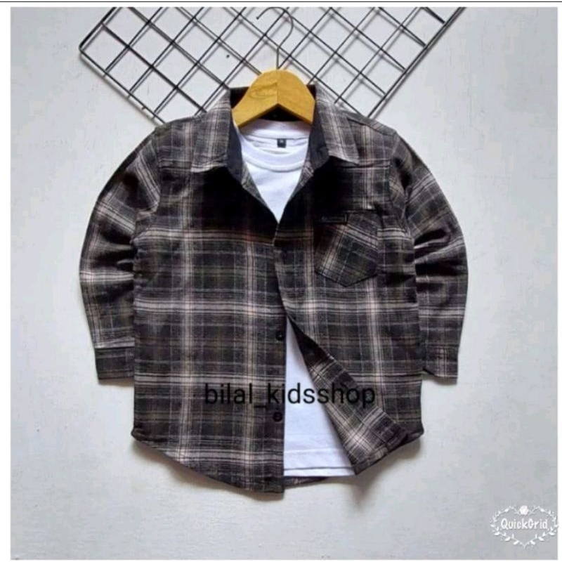 KEMEJA KATUN  FLANEL ANAK LAKI-LAKI &amp; PEREMPUAN LENGAN PANJANG  1-12th
