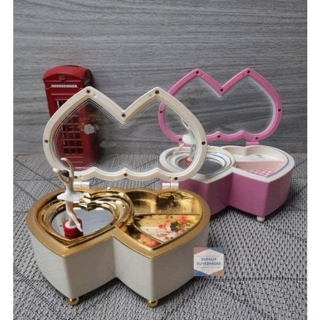 Promo Kotak Musik Love Ballerina Pink Putih PVC Termurah