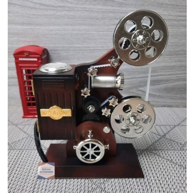 Kotak Musik Vintage Pemutar Film Pajangan Retro Kamera