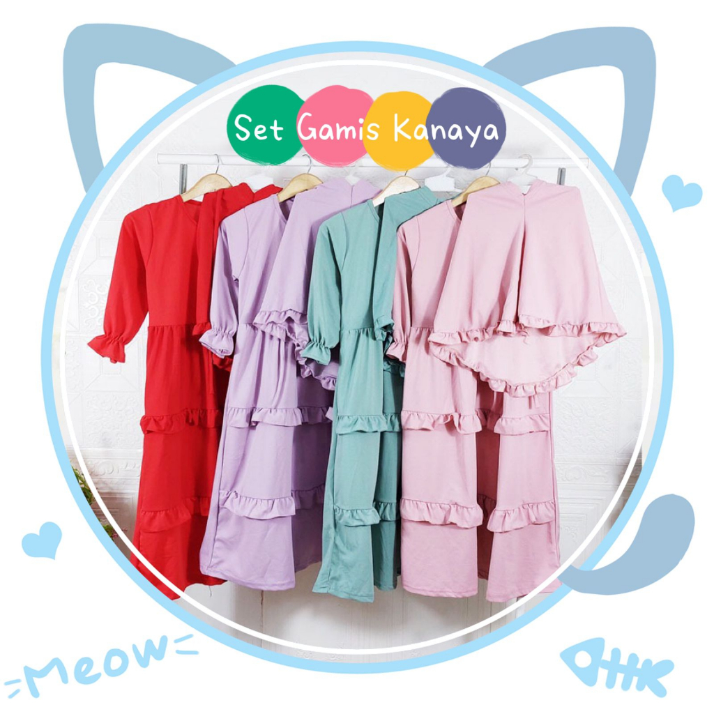 CARLINA Set Gamis Hijab Kanya Manasik Dress Maxy Syari Anak Perempuan Mahira
