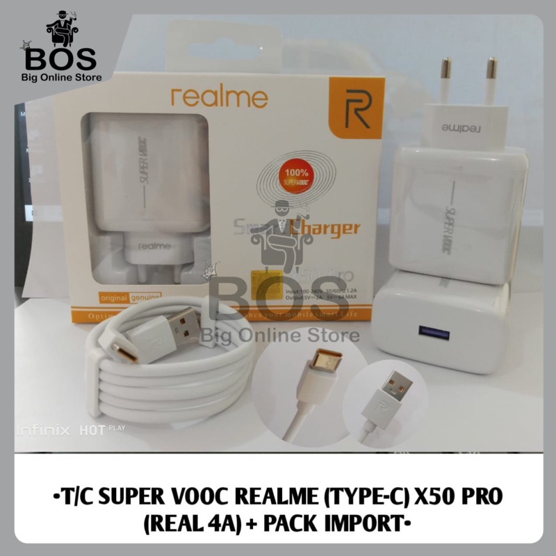 BOS - TC REALME X50 PRO 65W 1USB MICRO &amp; TYPE C | CHARGER CASAN VOOC