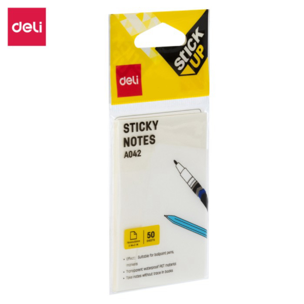 

Jual Deli Transparent Sticky Notes Memo Transparan 50Lembar Tahan Air EA04X - 76mm x 51mm Murah