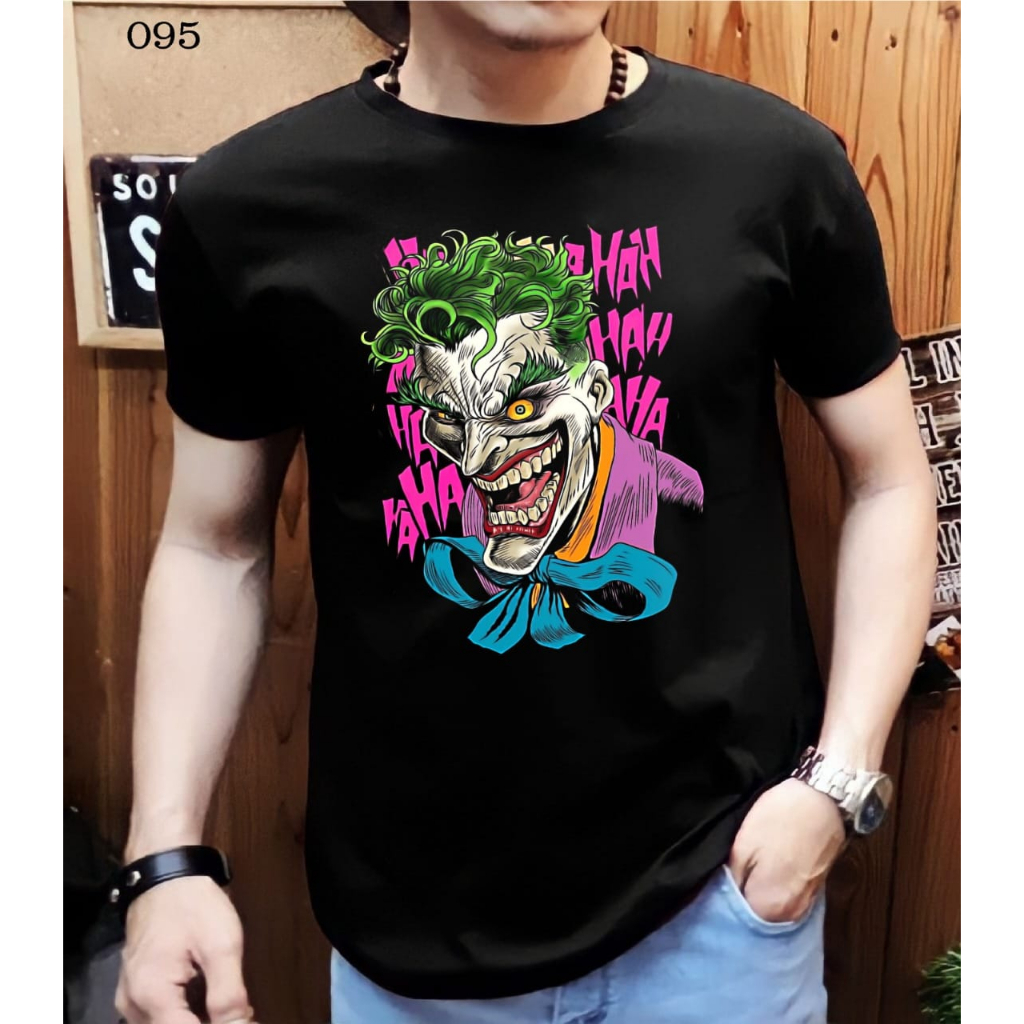 Shalch trendy Kaos distro Pria Motif Joker Gambar Sablon DTF Dan Lekbong pria Joker Sad