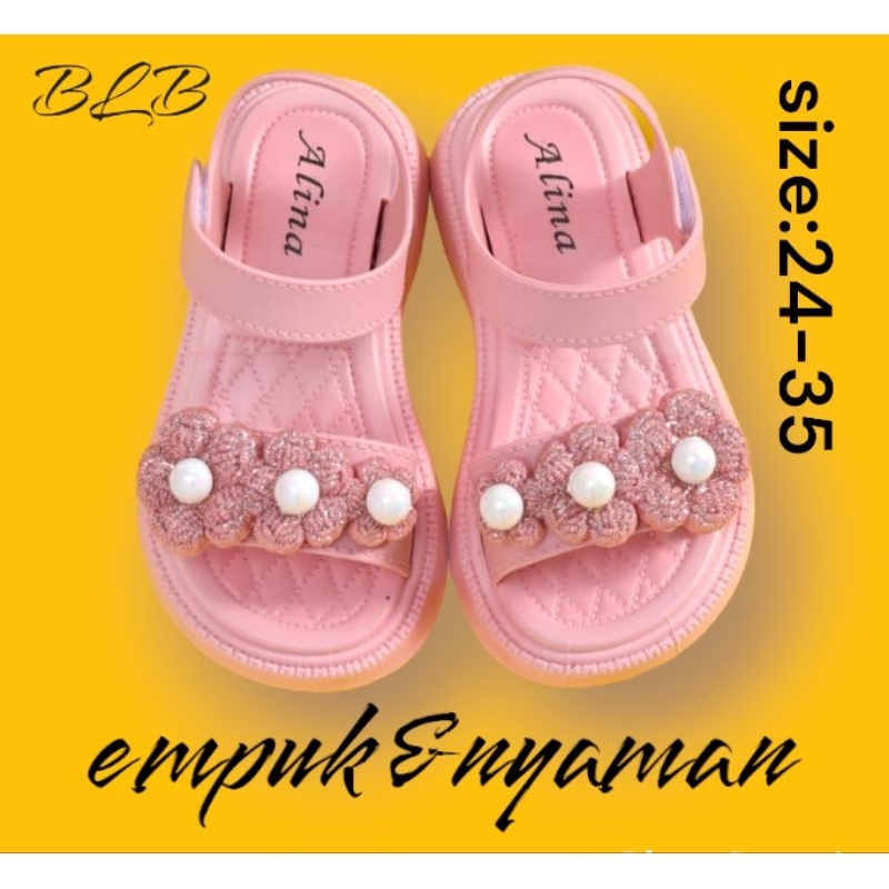 Sandal Anak Perempuan Mutiara Sandal Anak Tali Belakang Import Sandal Anak Cewek Terbaru Nyaman Sandal Anak Bunga Mutiara