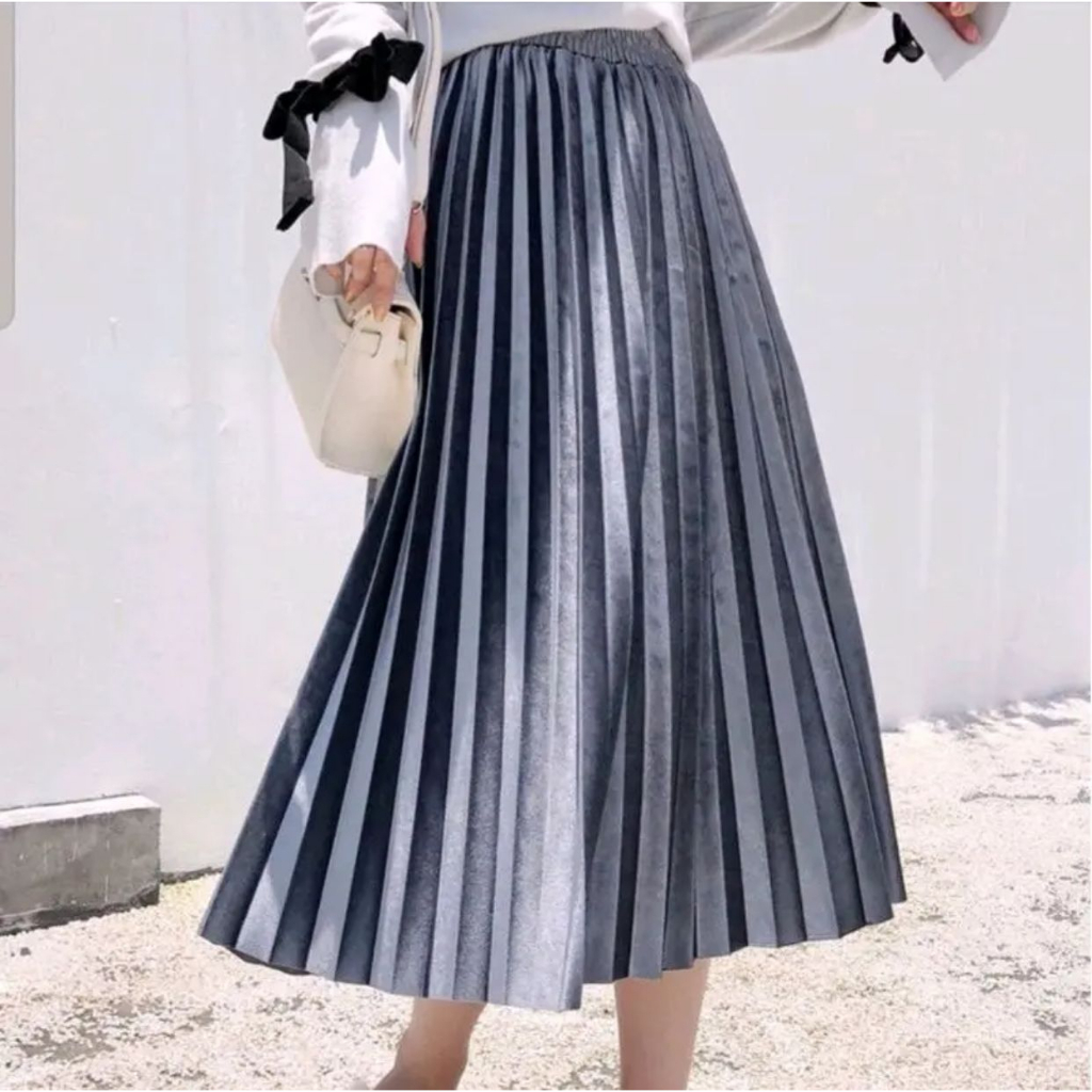 Rok plisket bludru mayung/rok import murah/rok premium tebal/rok import/rok plisket premium bludru 7/8 velvet import