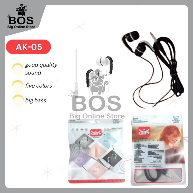 BOS - HANDSFREE AIKOSIA AK-05 SUPER BASS | HEADSET HENSET HF AK05 + Mic