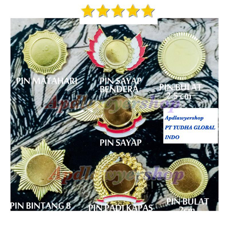 Pin Polos Tanpa Logo Pin Kembang / Matahari Padi Kapas Sayap Bendera Bulat Gerigi Wing Sayap Burung 