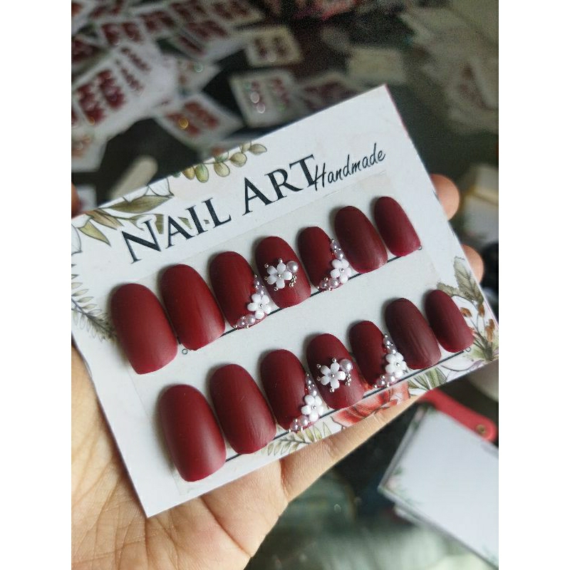 Kukupalsu.maroon.oval 14 pcs hias fre lem jell