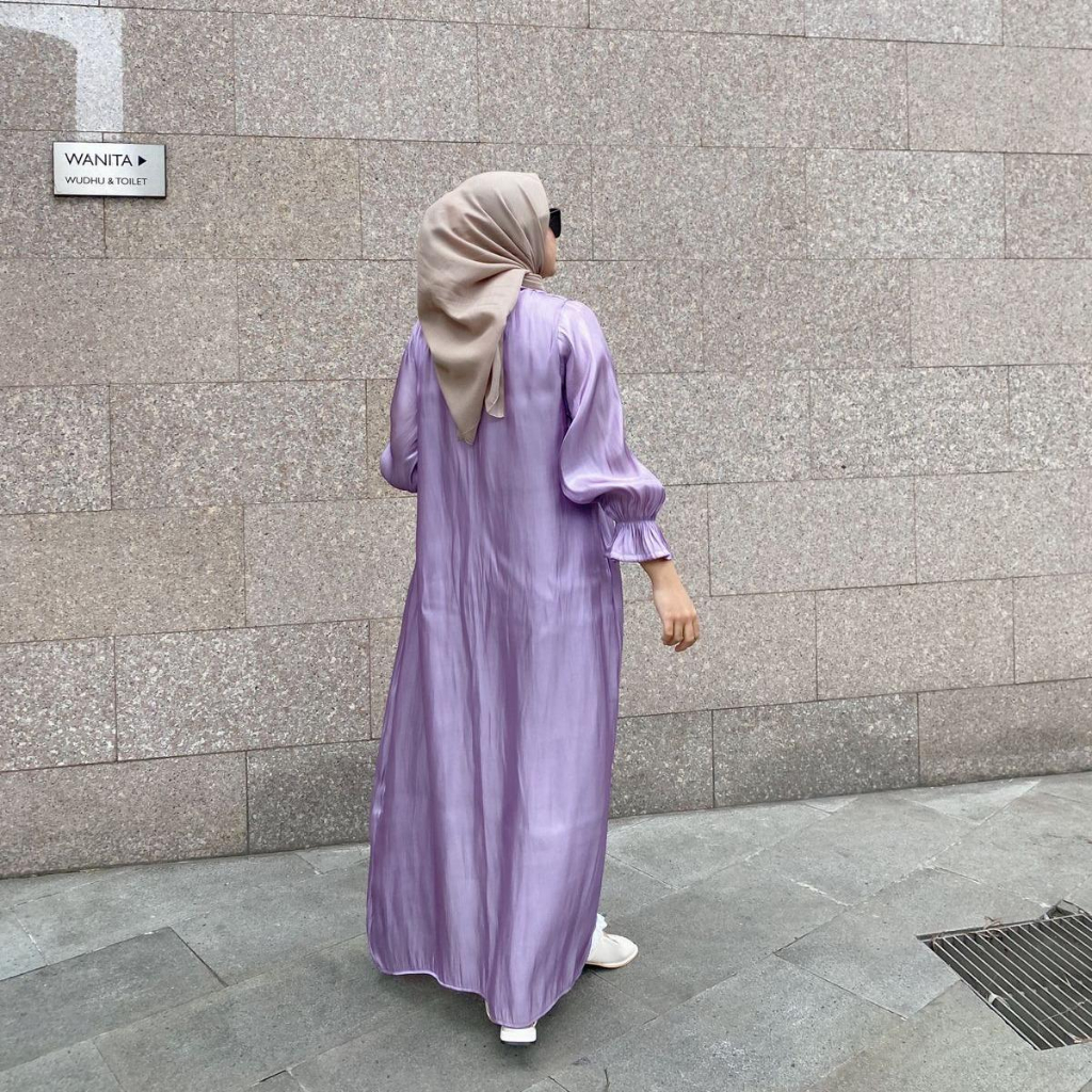 Outer Abaya Shimmer tidak pake belt  Polos Premium - Purebylastin