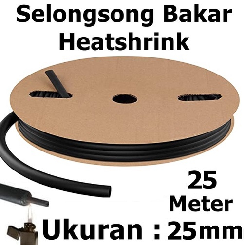 Selongsong Bakar Kabel 25 Meter 25mm Heatshrink Tube Pelapis 1ROLL 25M Kabel 25 mm Heat shrink Selon