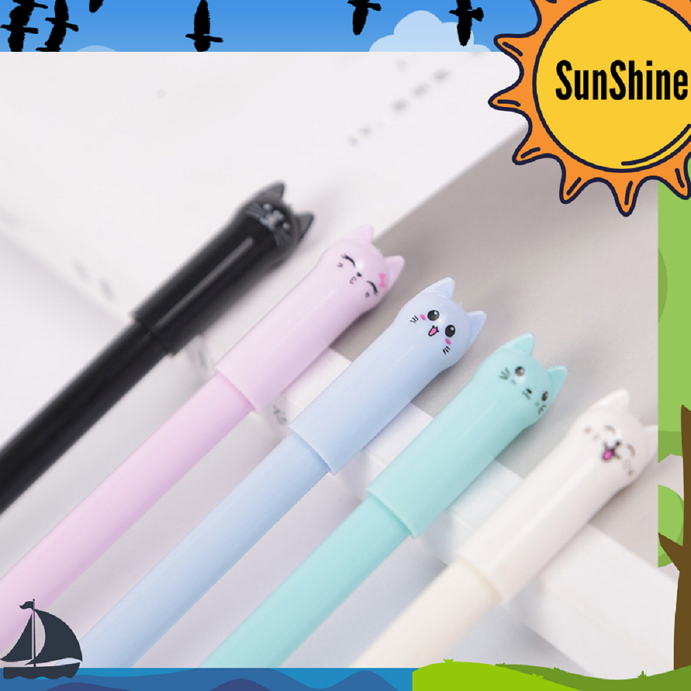 

✨ Sunshine Fancy ✨ SELUSIN / 12 Pcs Pen Pena Pulpen Gel Kepala Kucing S0002