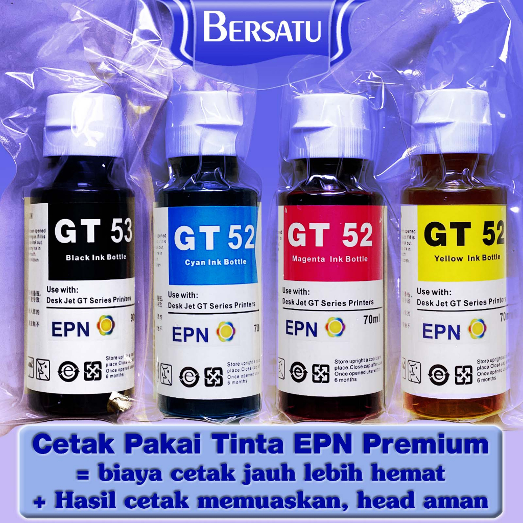 Tinta GT 53 Black / GT 52 Cyan Magenta Yellow GT53 / GT52 EPN Premium u/ Printer  HP Ink Tank 115 / 310 / 315 / 319 / 410 / 415 / 419 / 500 / 515 / 615,