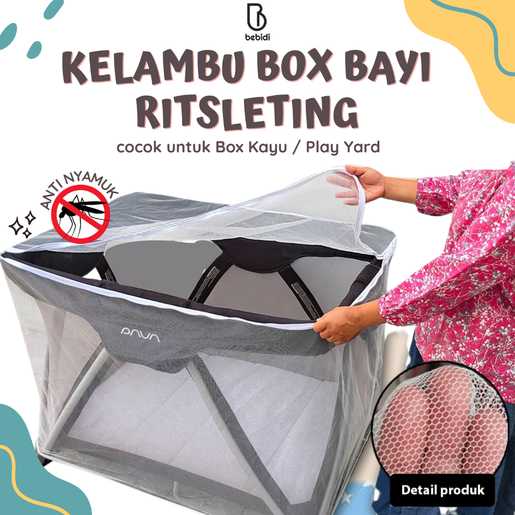 KELAMBU Box Bayi Ritsleting Nuna Sena Box Bayi RESLETING bayi segi empat nuna pliko babydoes sarung anti nyamuk akachan praktis boks rit rits sleting zip zipper