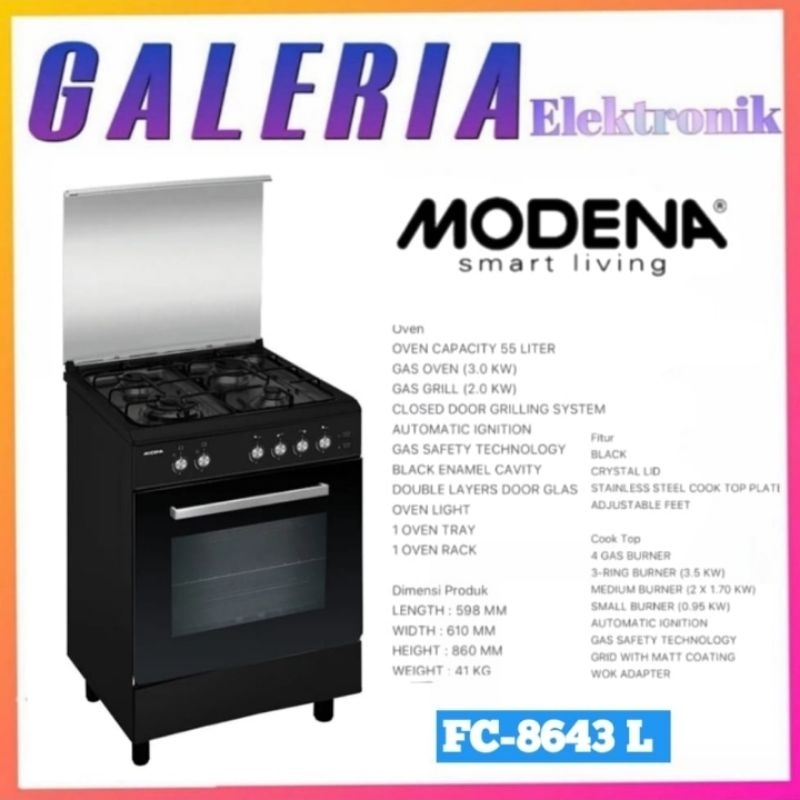 KOMPOR FRESTANDING MODENA FC 8643 L / FC8643L KOMPOR STANDING 60CM