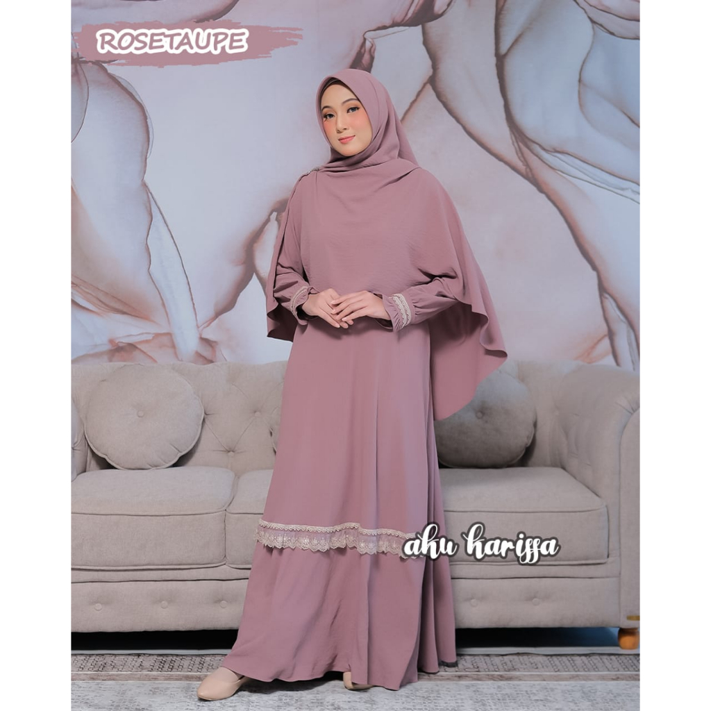 Gamis set khimar MELIYA asyifa cantini by aku karissa simple trendy kekinian hits lebran cringkle crincle