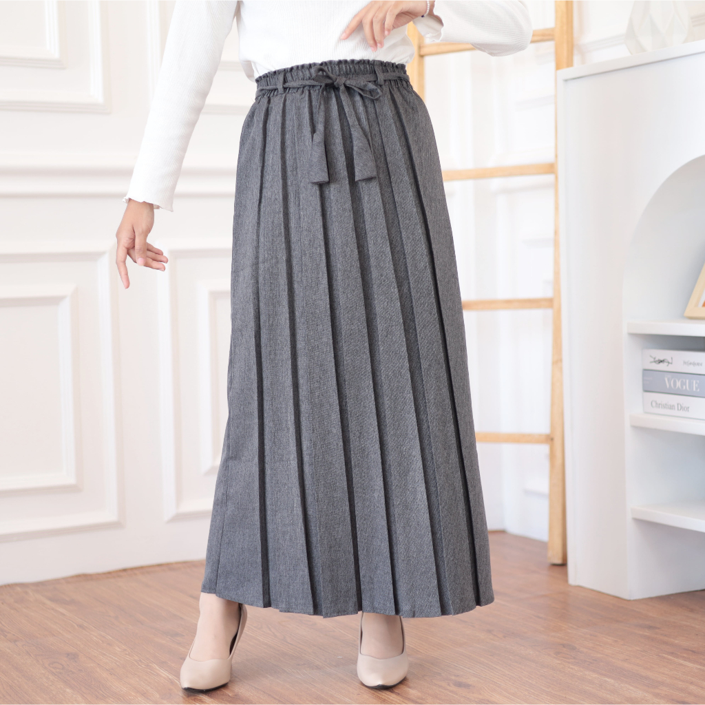 Rok plisket semi wool| Rok rempel | rok wanita | rok kerja | rok formal