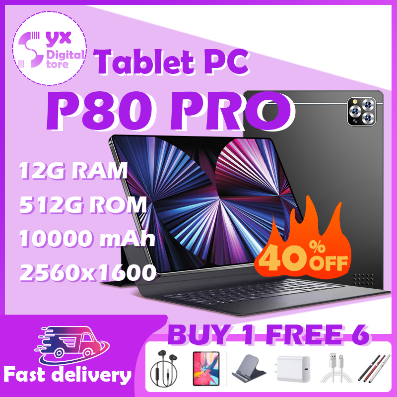【Bisa COD】Tablet PC Asli P80 Tab Baru 12GB + 512GB Tablet Android 10.1Inci Layar Full Screen Layar B