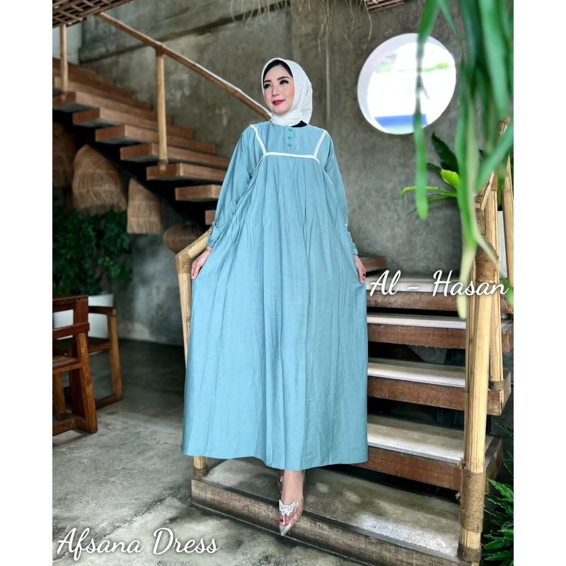 AFSANA DRESS by Alhasan / GAMIS POLO LINEN / DRESS LEBARAN VIRAL