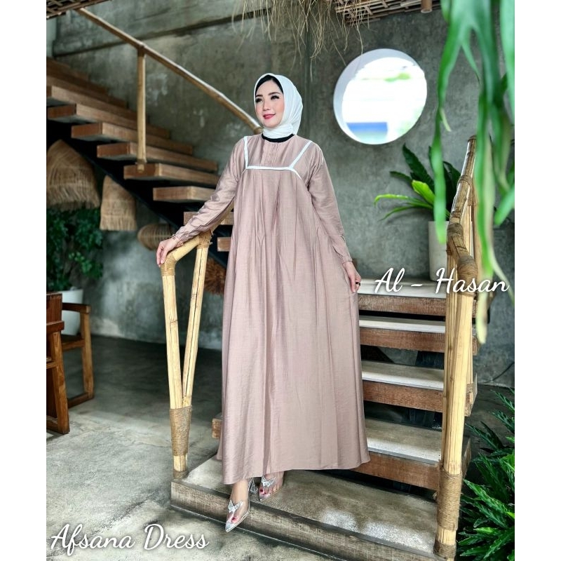 AFSANA DRESS by Alhasan / GAMIS POLO LINEN / DRESS LEBARAN VIRAL