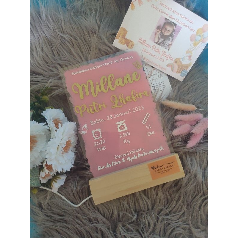 papan nama bayi baru lahir uk. 15x20 cm newborn, papan nama bayi viral bayi lucu